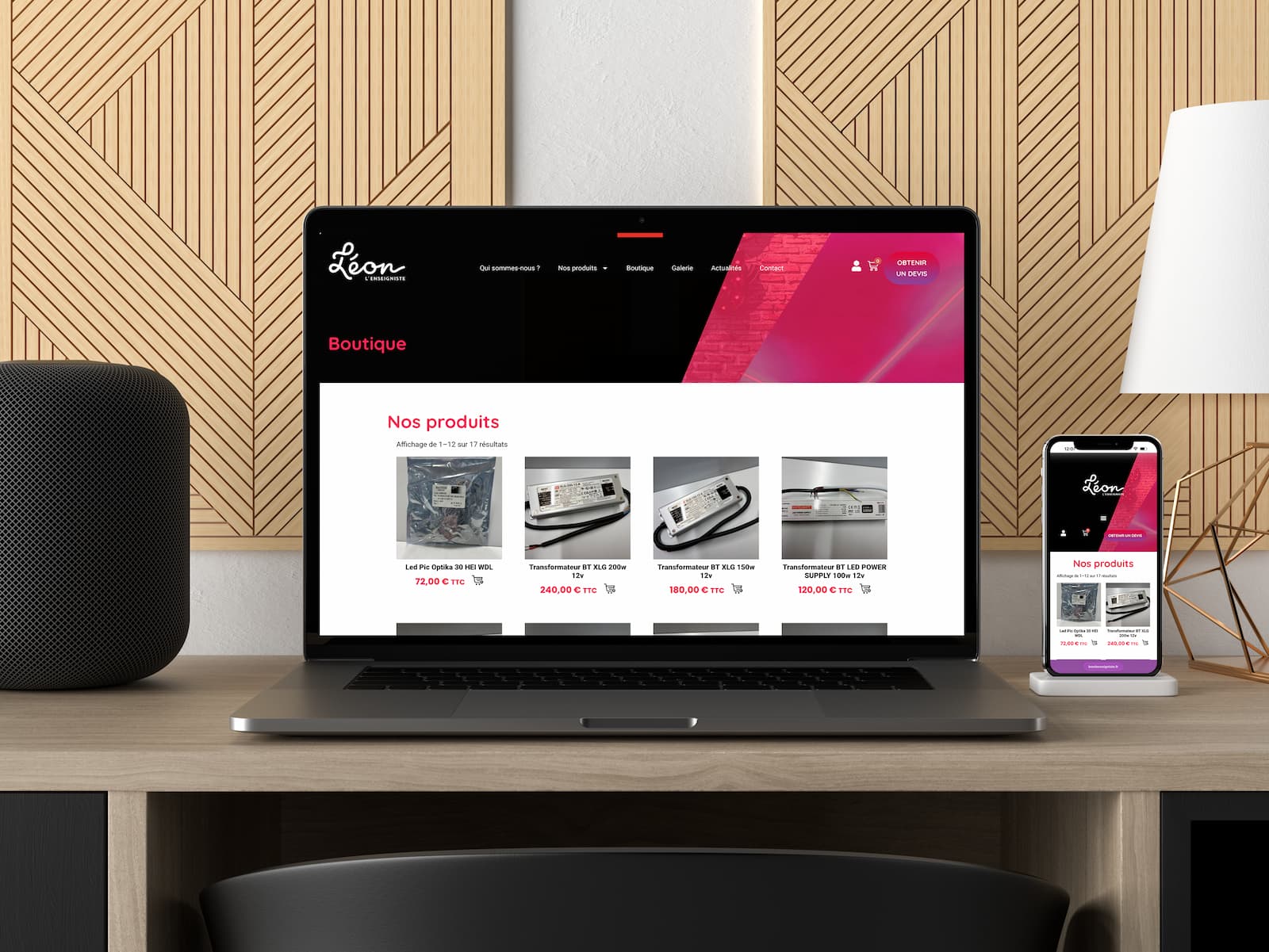 Création de site internet e-commerce leon l'enseigniste - Toile de com agence digitale caen